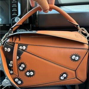 Loewe Brown Puzzle Bag with Black and White Accents